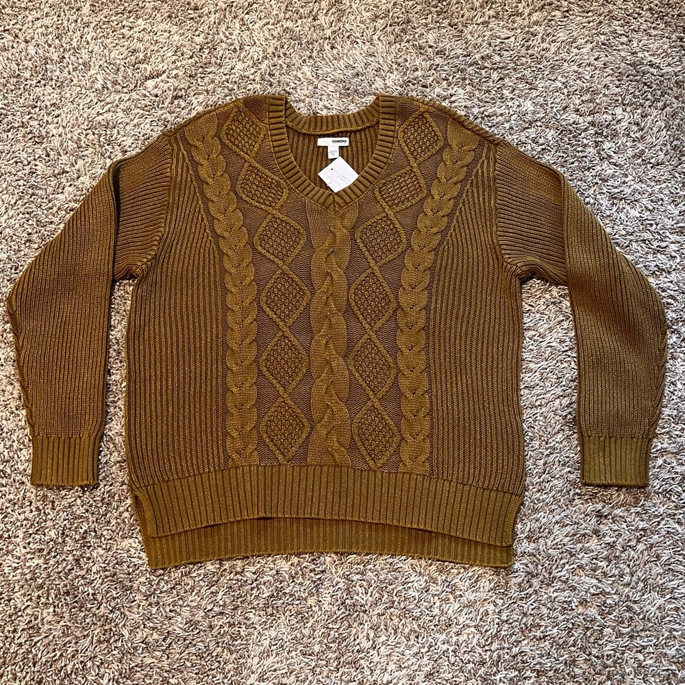 Sonoma Mustard Cable Knit Sweater